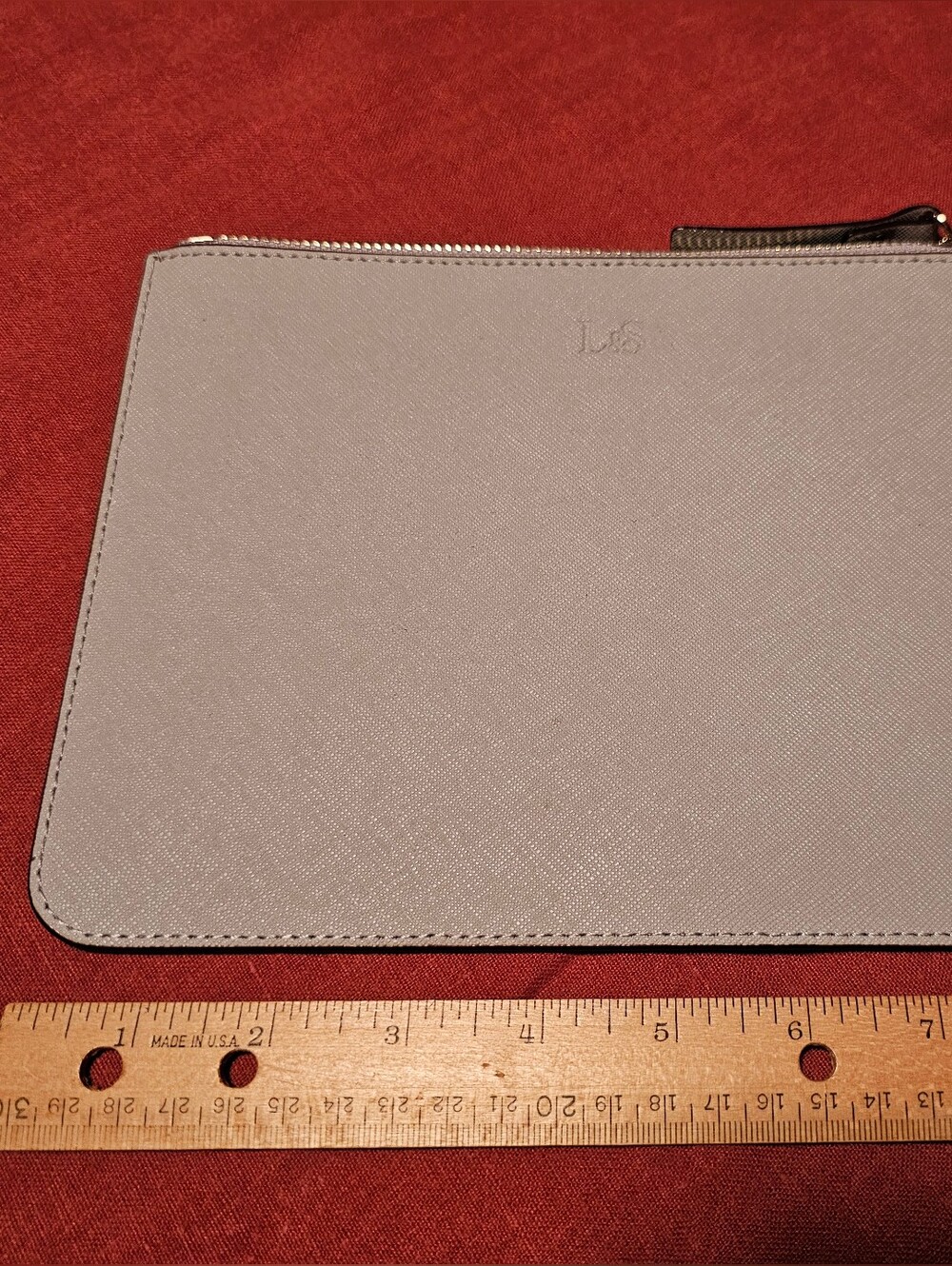 Lo & Sons Grey Saffiano Leather Wristlet Pouch NWOT
